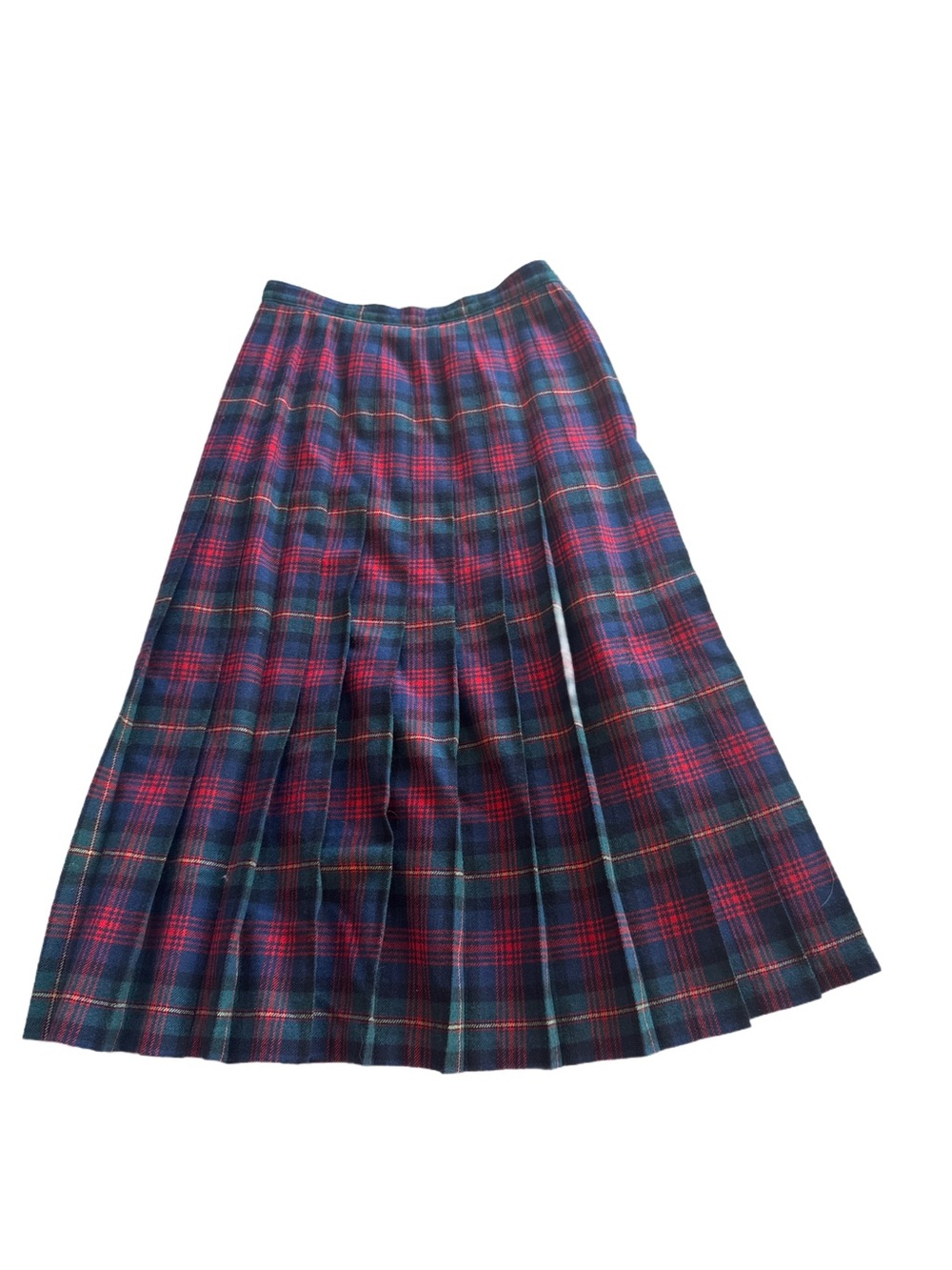Pendleton Navy & Red Plaid Pleated Tartan Midi Skirt Size 4/6